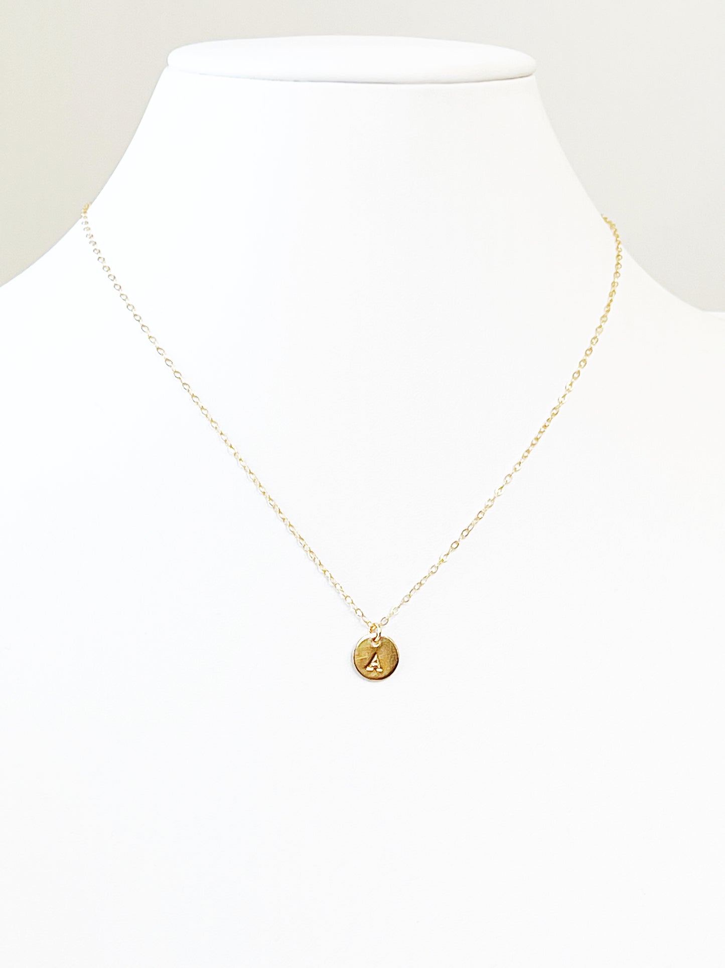 Small Hand stamped Initial Necklace