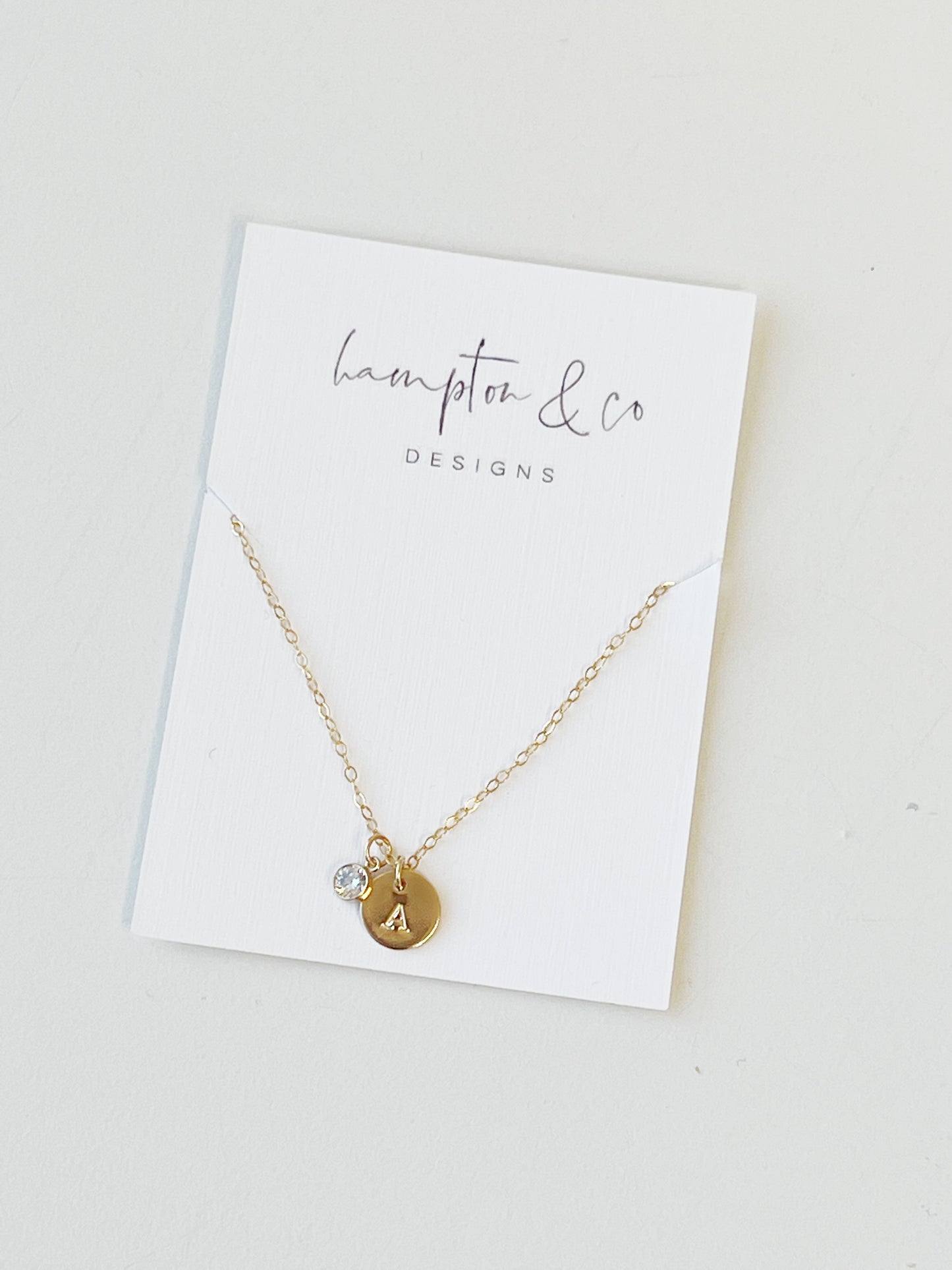 Initial Disc Birthstone Necklace