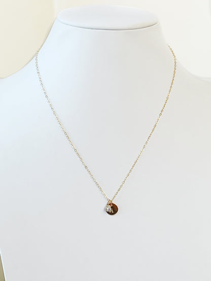 Initial Disc Birthstone Necklace